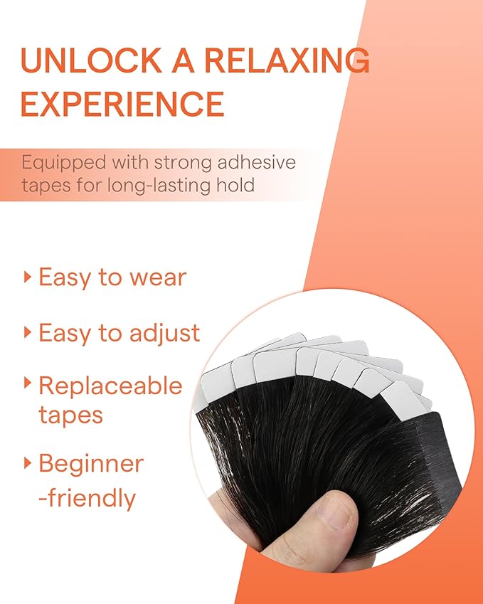 Sunny Hair Tape in Hair Extensions Real Human Hair Invisible Remy Hair Extensions Tape ins for Women Ombre Natural Black Root to Sliver Grey 16 inch 25G