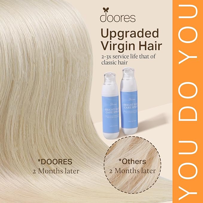 DOORES Hair Extensions Clip in Human Hair, 5pcs 75g 14 Inch Platinum Blonde Clip in Human Hair Extensions Remy Straight Natural Hair Extensions