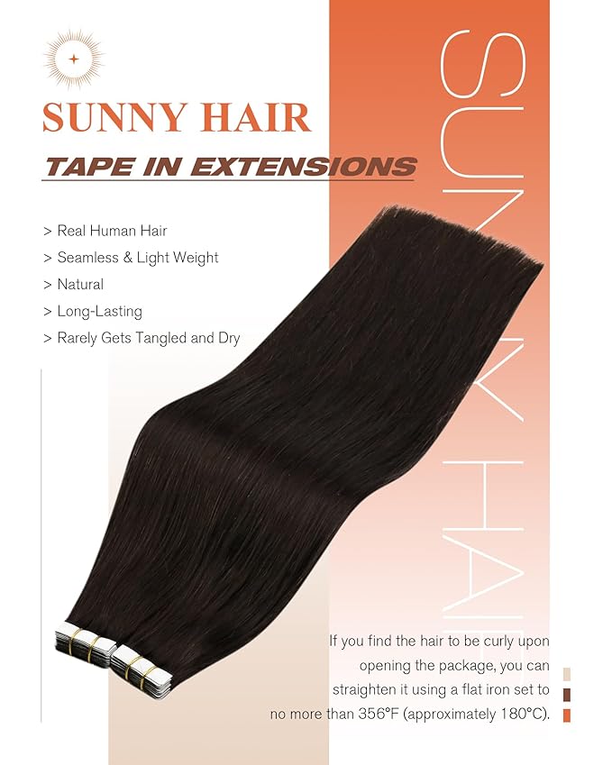 Sunny Hair Tape in Hair Extensions Human Hair 12inch Hair Extensions Real Human Hair Tape in Extensions for Women Darkest Brown Invisible Natural Straight Skin Weft Double Sided Tapes 40pcs 60g