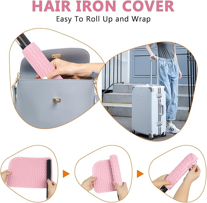 Larger Size Silicone Heat Resistant Mat for Curling Irons, Flat Irons, Hair Straightener and Other Hair Styling Tools, Portable Hot Tools Pad Cover for Travel Vanity Salon(12.0" x 9.0")