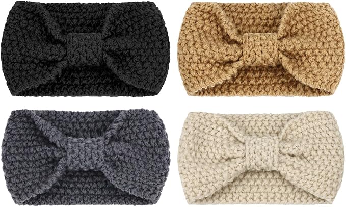 DRESHOW Knit Crochet Headband for Women Ear Warmer Soft Turban Stretch Warmer Headbands Winter Fashion Head Wrap