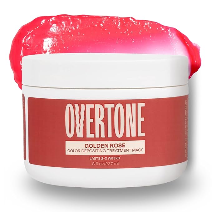 Overtone Semi Permanent Hair Color Conditioner, Rose Gold for Brown is Golden Rose, 8 oz, Nourishing, Damage-Free, Color Depositing Mask for All Hair Types with Shea Butter & Coconut Oil, Vegan