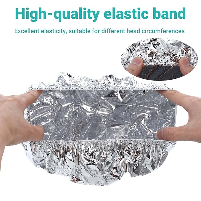 2pcs Deep Conditioning Hair Cap for Oil Treatment Heat Heated Shower Caps Reusable Aluminum Foil Double Layer Aluminum Foil Steam Caps for Home Salon Use Hair Dyeing Long Thick Hairs