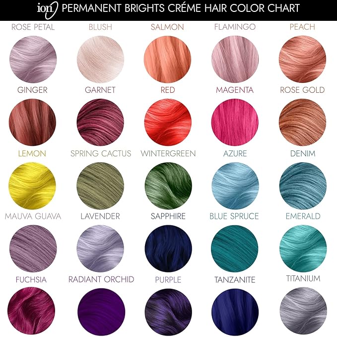 Ion Permanent Brights Creme Hair Color Blush, Vegan, Cruelty Free, PPD Free, 100% Gray Coverage, Long Lasting, Fade Resistant Color, 2.05 oz