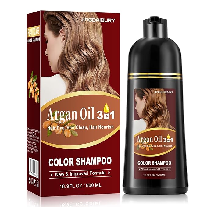 Wine Red Hair Dye Shampoo 3 in 1 for Men Women, Argan Oil Burgundy Hair Dye Shampoo, Red Color Shampoo Hair Dye, Easy to Use, Instant Hair Dye for All Hair Types (Wine red)