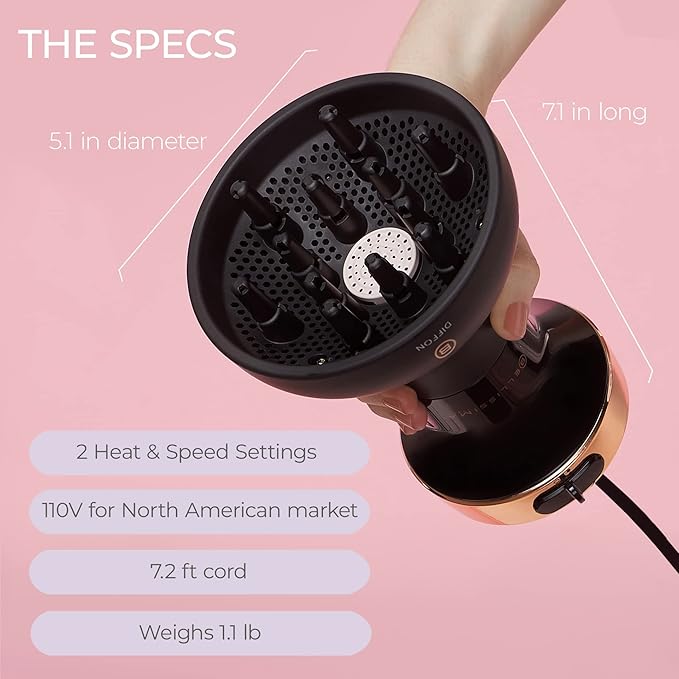 Bellissima Diffon Hair Diffuser and Ceramic Curly Hair Dryer - DF1 5000 - Lightweight and Compact