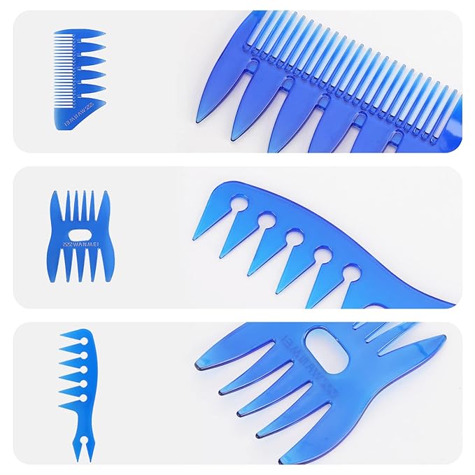 Tbestmax 6 Pcs Hair Comb Styling Set Tail Combs Afro Pick Pik Brushes African American Hair Brush Barber Blue