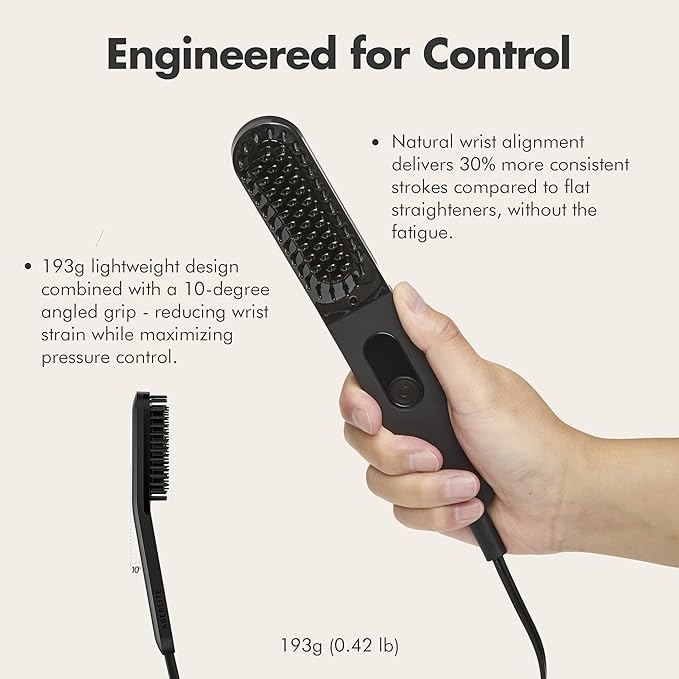 Aberlite Slim Beard & Hair Straightener - Anti-Scald Comb Tooth - Ionic Conditioning - Heated Brush - Straightening Comb for Men - for All Beard Types