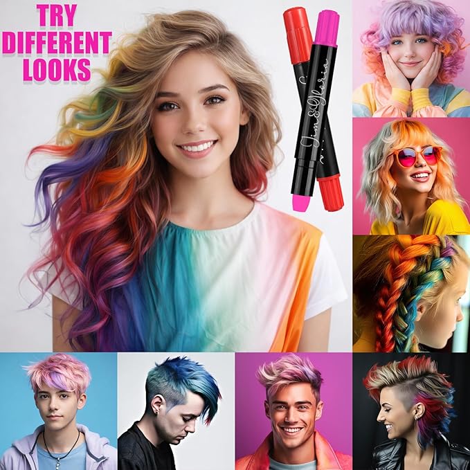 Jim&Gloria Dustless Hair Chalk for Girls Washable Dye, Toys Birthday Gifts for Girls Makeup Kit, Temp Paint Temporary Hair Color for Teenage Grils, Teen Girl Gifts or Adults