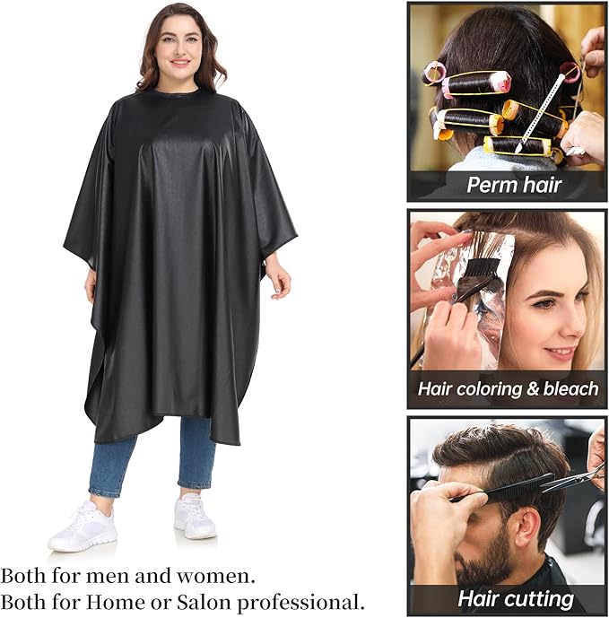 PERFEHAIR Chemical Capes for Hair Stylists - Color Cape with Snaps - Water and Chemical Proof - All-Purpose Salon Hairdressing Cap Cover for Hair Coloring, Cutting, Styling & Shampooing