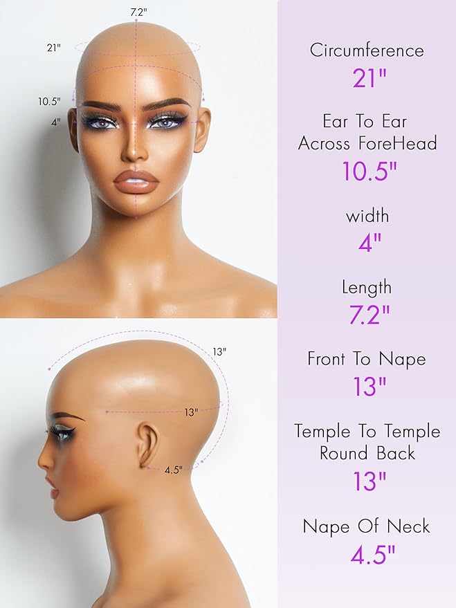 LUVME HAIR 10 Inch Yaki Straight Bob Wig with Bangs Human Hair Glueless HD Lace Bob Wig with Brown Highlights, Ready to Go Short Wigs For Women 180 Density (Breathable Cap)