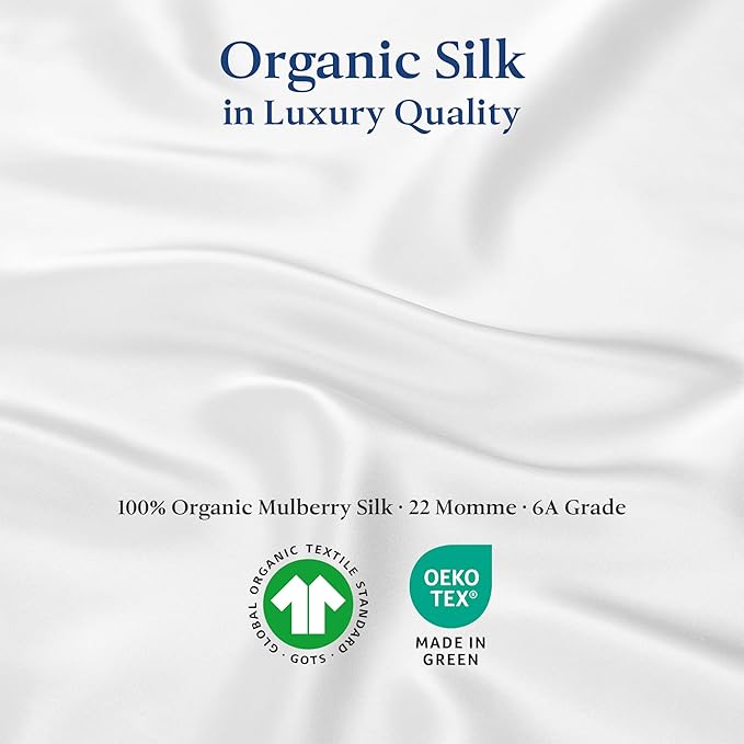 Premium Silk Pillowcase 100% Organic Mulberry Silk, 22 Momme, Grade 6A - Oeko-Tex Certified in Germany - Luxury for Hair & Skin, 1 Piece (King Size 20x36 Inches, Navy Blue)
