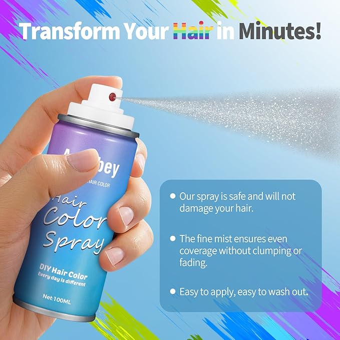 Halloween Hair Spray,Temporary Hair Color Spray for Women Kids Men,Washable Hairspray,Colored Hair Spray,Color Hairspray for Halloween,Party,Cosplay,Christmas Day (03#Gray)
