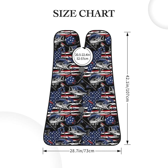 Beard Bib Apron for Men Shaving, Waterproof Non-Stick Hair Catcher with Suction Cups, Grooming Essential for Dad Husband, Vintage Bass Fishing Lure American Flag Shave Bib