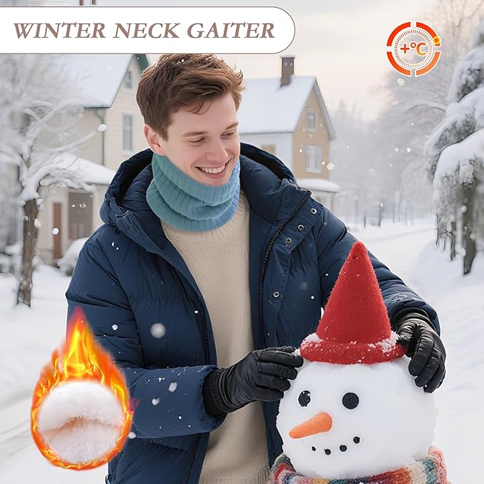 Neck Warmer Gaiter, Winter Fleece Lined Face Mask Scarf for Men Women, Thick Warm Cold Weather Running Ski Neck Cover