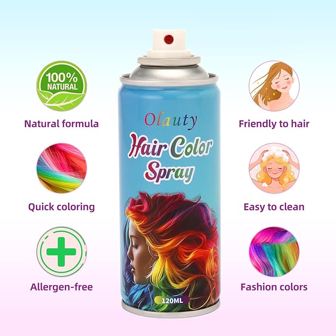 Green Hair Spray, Temporary Hair Color Spray for Women, Men, Kids, One-Time Use Washable Hair Dye, Natural Hair Color Wax for Christmas, Hallowen, Cosplay, Festival Party Costume Makeup, DIY (Green)
