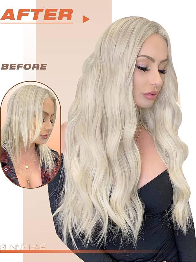 Sunny Hair Tape in Hair Extensions Human Hair 24inch Hair Extensions Real Human Hair Tape in Extensions for Women Platinum Blonde Invisible Natural Straight Skin Weft Double Sided Tape 40pcs 100g