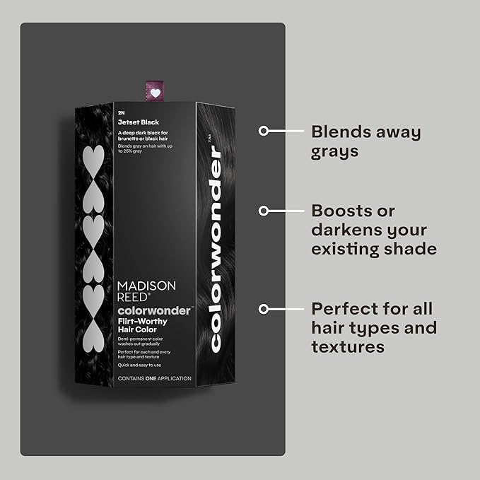 Madison Reed colorwonder Demi-Permanent Hair Color, Effortless At-Home Hair Dye, Ammonia-Free, Cruelty-Free, Jetset Black (2N True Black), Pack of 2