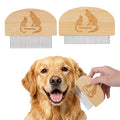 Pet Grooming Combs for Dogs Cats, 2 Pack Bamboo Combs with Wide Fine Teeth for Shedding, Detangling, Flea Removal and Daily Care