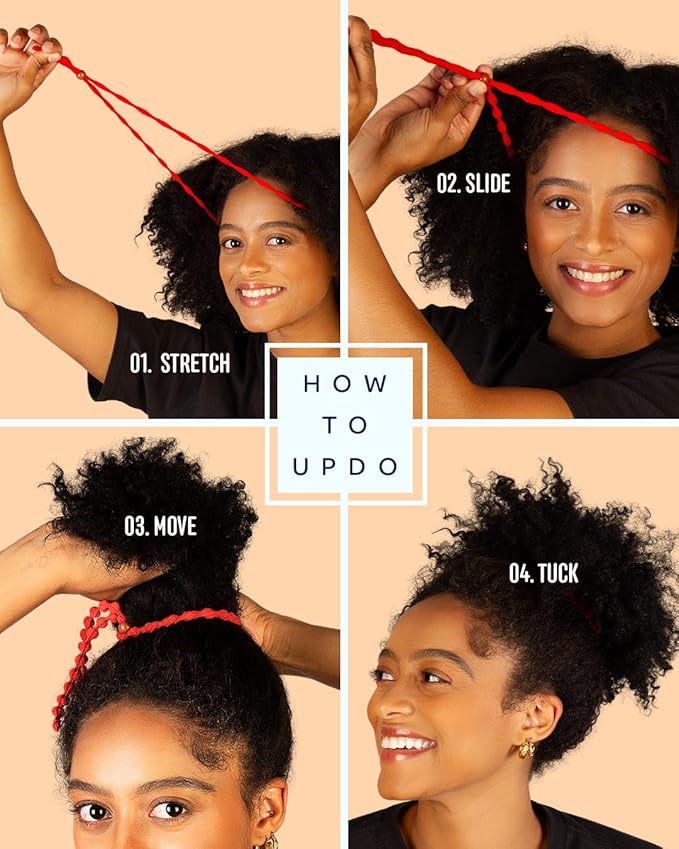Bunzee Bands Large Adjustable Hair Ties for Thick, Thin, Curly, & Natural Types | Soft No Damage Ponytail Holders for Braids, Locs, Puffs, Buns | Elastic Hairband Accessories for Women | Black