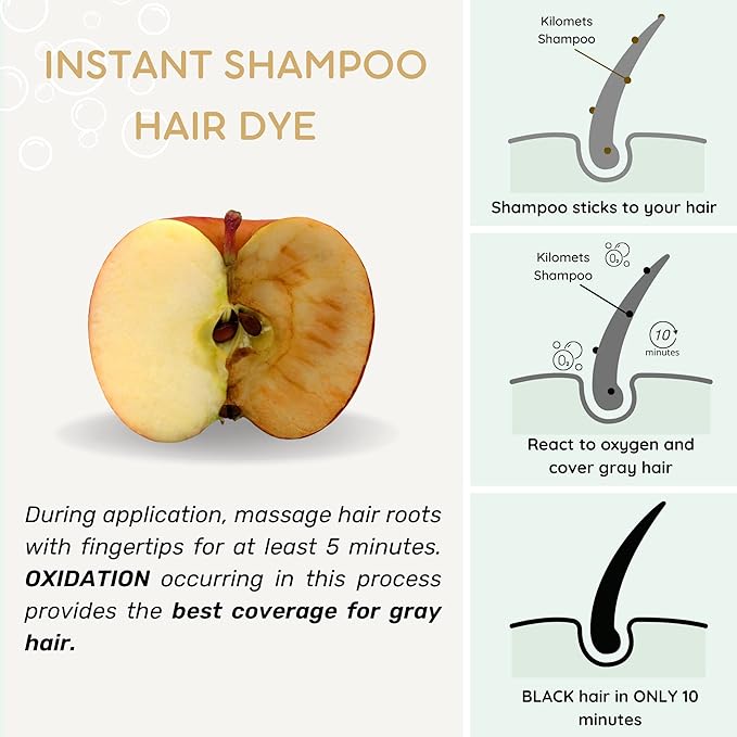 BLACK Hair Dye Shampoo 400ml- 100% Grey Coverage in Minutes- Ammonia Free Hair Color Shampoo Cover Gray Silver Hair- Instant Darkening Coloring At Home- Gift for Mom Dad
