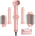 5 in 1 Hot Air Styler, 1300W 110000 RPM High-Speed Hair Dryer Brush with Auto-Wrap Curlers, Frizz-Free Volumizing Straightening Curling for All Hair Types, No Heat Damage, Travel Bag