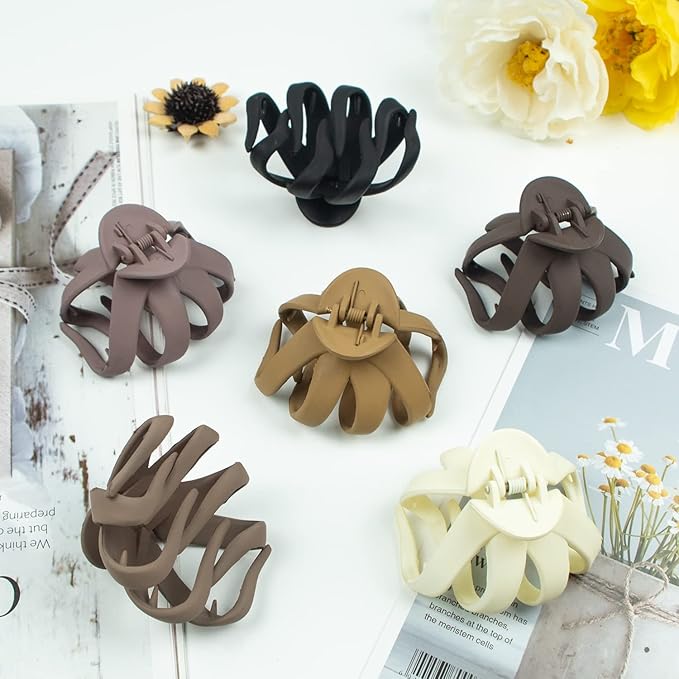 2.8 Inch Medium Octopus Hair Clips for Women, Matte Claw Clips for Thin Hair, Strong Hold Non-slip Spider Octopus Clip for Fine Hair Jaw Clips