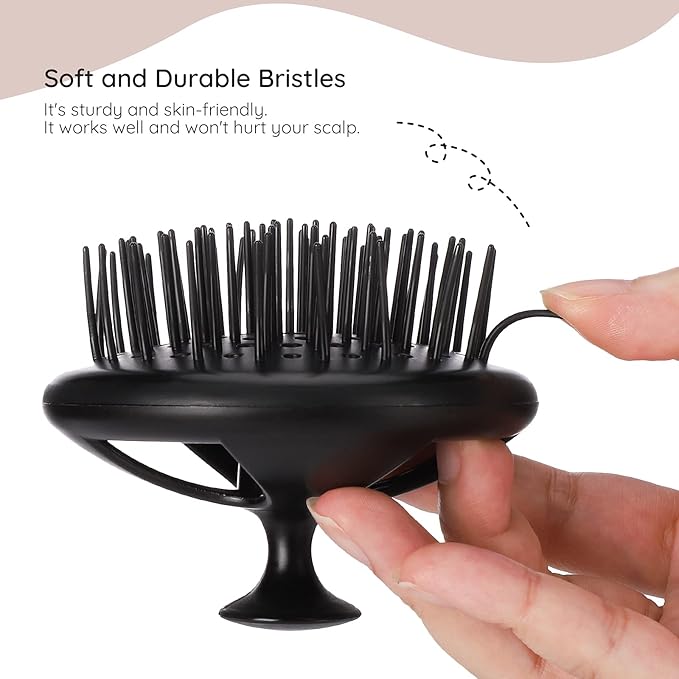 Segbeauty Scalp Massage Brushes, 4 Pcs Shampoo Brush Floriated Shower Comb Long Short Teeth Set, Head Massage Brush for Hair Growth Beard Tidying Pet Grooming Brushes Wet and Dry Scalp Care Black
