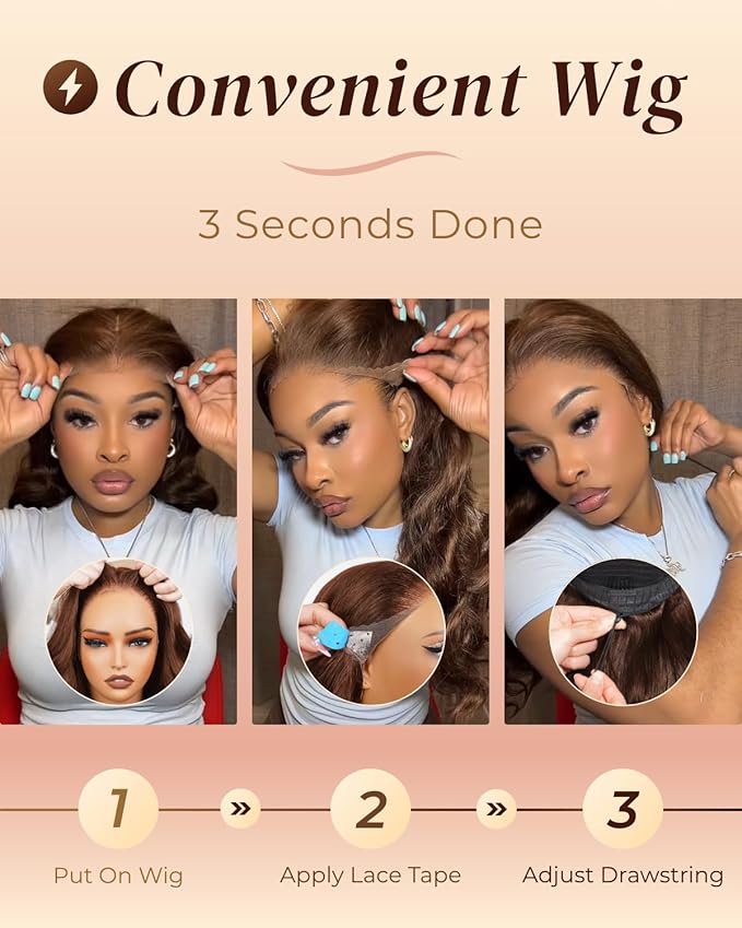 Arabella 13x6 Chocolate Brown Lace Front Wig Human Hair 4# Body Wave Wigs Human Hair Pre Plucked Glueless Brown Frontal Wig Human Hair 30 Inch