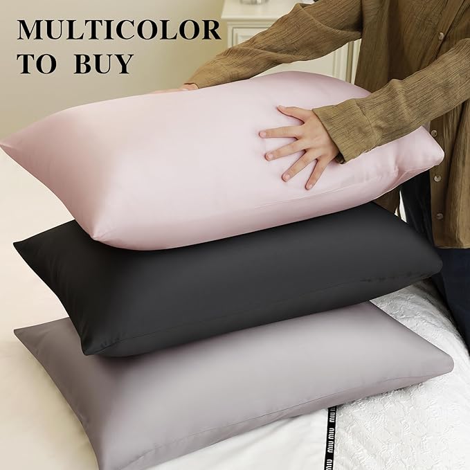 ECOSA Luxurious 30 Momme 100% Mulberry Silk Pillowcase (50x70cm) – 6A Grade Charmeuse Weave, Oeko-TEX® Certified – Frizz-Free Hair & Wrinkle-Free Skin (White)