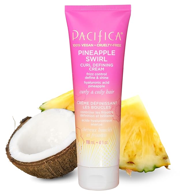 Pacifica Beauty Pineapple Curls Curl Cream & Refresher Mist Set for Curly & Coily Hair – Defining Cream + Day 2 Curl Refresh Spray, Enhances Definition, Tames Frizz, Vegan & Cruelty-Free