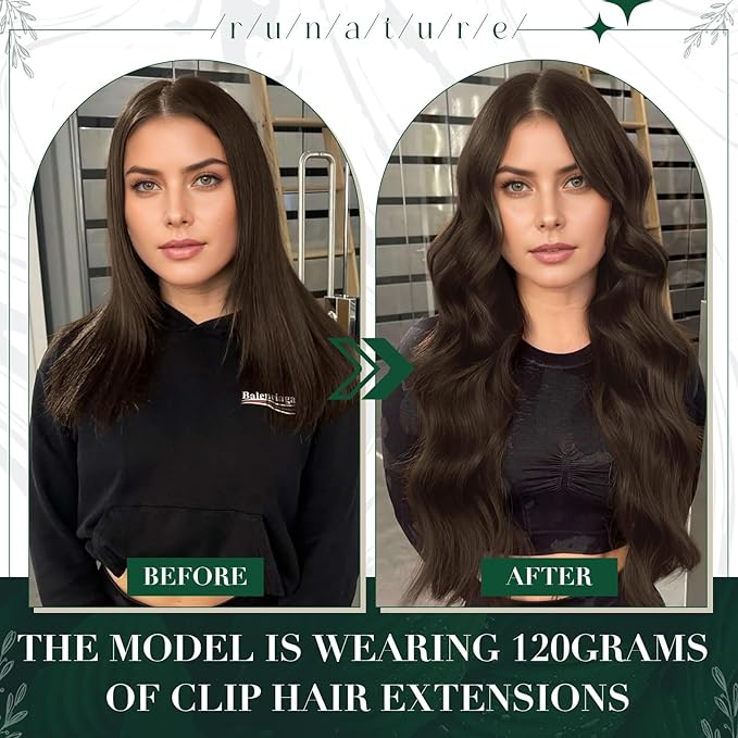 RUNATURE Brown Clip in Hair Extensions, Real Hair Extensions Clip Ins, Short Human Hair Clip in Extensions 10 Inch, Remy Straight Hair Clip Ins, 50g 3pcs #4 Chocolate Brown