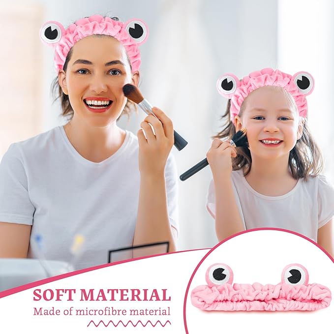 Jowmoy Rose Red Frog Eye Elastic Headband - Versatile for Spa, Skincare, Makeup, Face Wash, Fun Gift for Women (1 Pack)