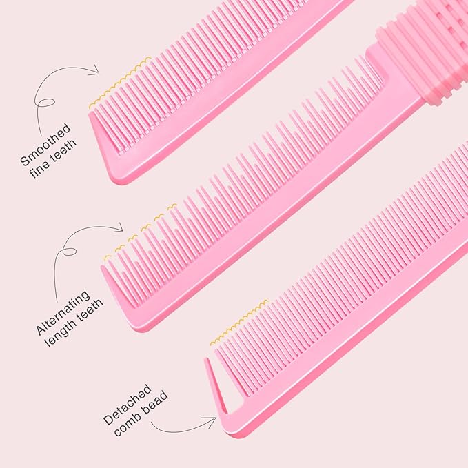 TsMADDTs Hair Combs Set, 3PCS Fine Tooth Rat Tail, Parting, Lift Teasing Combs for Women and Men Hair styling