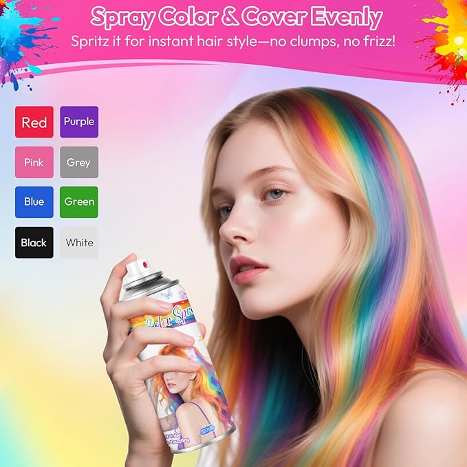 White Temporary Hair Color Spray for Kids & Women- Washable Root Touch Up Hair Dye, Non-Sticky Hair Wax for Christmas,Cosplay,Parties (120ML, White)