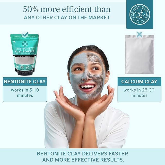 Bare Essentials Living - Bentonite Clay Powder (5lbs) Face Clay Mask, Bentonite Clay Detox for Skin, Clay Powder for Seed Bombs, Detox Bath, Cosmetic Clay Powder, Sodium Bentonite Clay - Made in USA