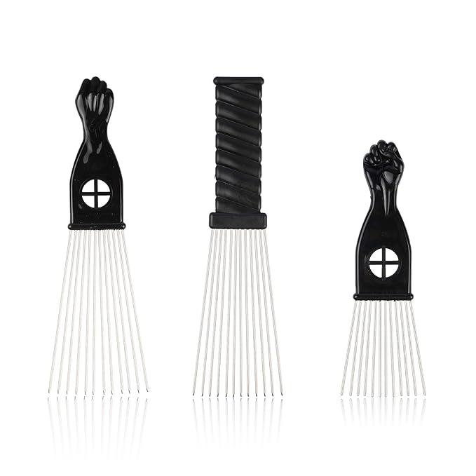 5 Pcs Afro Comb Metal African American Pick Comb Hairdressing Styling Tool Hair Pick for Hair Styling black