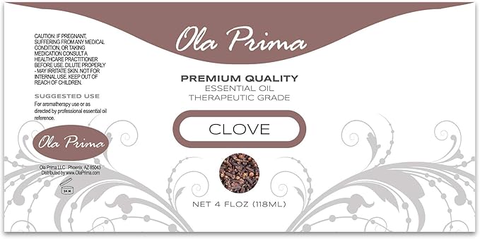 Ola Prima Oils - Clove Essential Oil 4 oz, Clove Oil for Skin, Diffuser, Natural, Premium Grade - Clove Oil