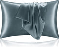 BEDELITE Satin Pillowcase for Hair and Skin, Super Soft and Cooling Similar to Silk Pillow Cases 2 Pack with Envelope Closure, Gift for Women Men(20"x36" King Size, Space Grey)