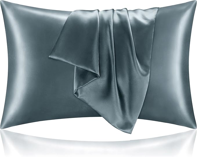 BEDELITE Satin Pillowcase for Hair and Skin, Super Soft and Cooling Similar to Silk Pillow Cases 2 Pack with Envelope Closure, Gift for Women Men(20"x40" King Size, Space Grey)