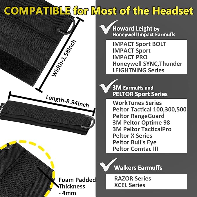 PROHEAR HC01 Headset Cover Tactical Advanced Earmuffs Modular Cover Fit for 3M WorkTunes Peltor Howard Leight Impact Walkers Razor - Black