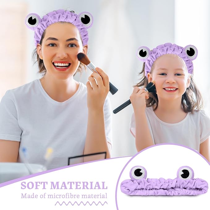 Jowmoy Purple Frog Eye Elastic Headband - Versatile for Spa, Skincare, Makeup, Face Wash, Fun Gift for Women (1 Pack)