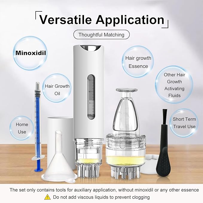 Scalp Applicator Comb,2Pcs Minoxidil Applicator Comb Set,Minoxidil Serum Liquid Massager To Promote Hair Growth,Roller Ball Scalp Massage Comb（White）