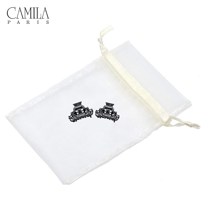 Camila Paris CP2391/2 Set of 2 French Hair Clip for Women, Small Black Antique, Girls Hair Claw Clips Jaw Fashion Durable and Styling Hair Accessories for Women, Made in France
