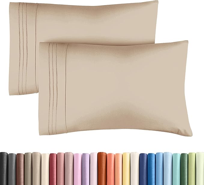 King Pillow Cases Set of 2 - Ultra Soft Hotel Quality Pillowcase Covers - Comfy, Cozy & Wrinkle Free - Shrinkage, Stain and Fade Resistant - Machine Washable Pillow Protectors - 2 Piece Set - Cream