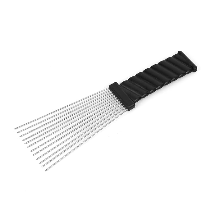 Afro Comb Metal African American Pick Comb Hairdressing Styling Tool, 2 Pack (Black-4, 2piece Assortment, Wide Teeth, Classic Black Fist Design, For Curly Hair and Afro Hairstyle)