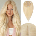 Rich Choices Hair Toppers for Women Real Human Hair 100% Human Remy Toppers NO Bangs for Women with Thinning on Top Clip in Hairpiece 4"x4.7"Lace Base 16 Inch #613 Bleach Blonde