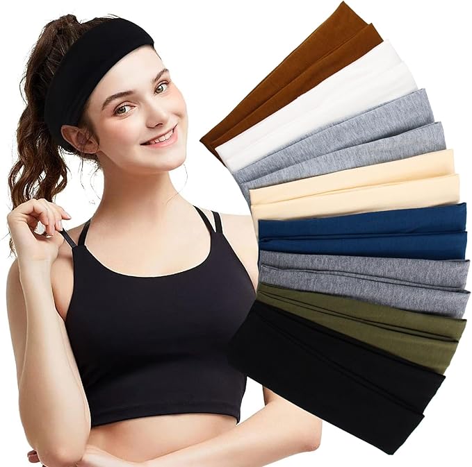 Yoga Sports Headbands for Women,Elastic Stretch Girls Athletic Headbands, Wide Non-Slip Workout Headband, 16 Pack, Multiple Colors