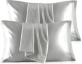 Bedsure King Size Satin Pillowcase Set of 4 - Silver Grey Pillow Covers for Hair and Skin 20x36 Inches with Envelope Closure, Similar to Silk Pillow Cases, Gifts for Women Men