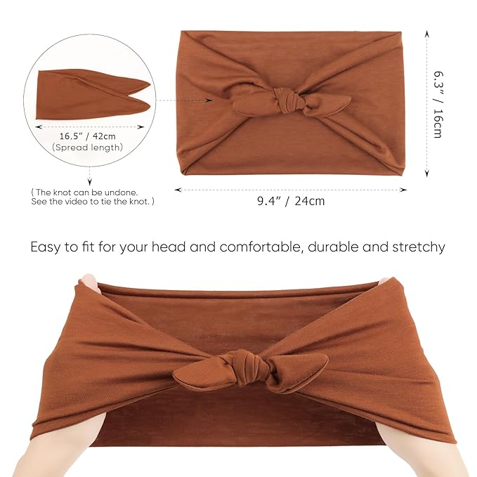 DRESHOW 8 Pack Bow Headbands of Solid Color for Women’s Hair Non Slip Wide Vintage Head Wraps Knotted Cute Hair Band Accessories